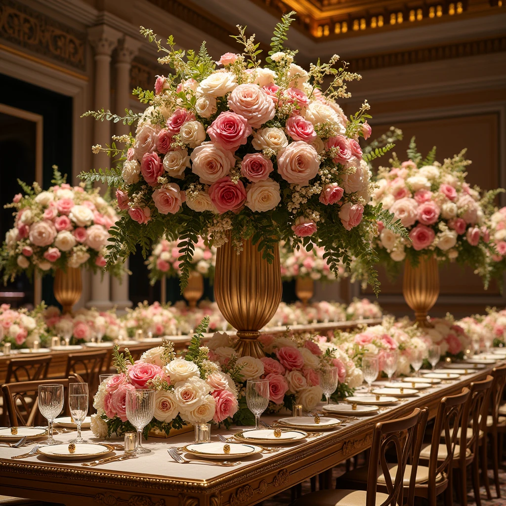 Luxurious event floral styling with dramatic centerpieces
