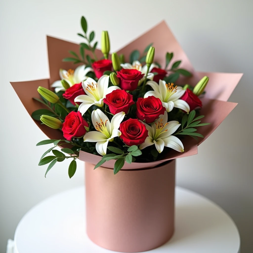 Beautiful gift bouquet wrapped in premium paper